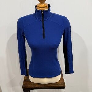 Lauren Ralph Lauren Active Blue and Black Long Sleeve Quarter-Zip Top